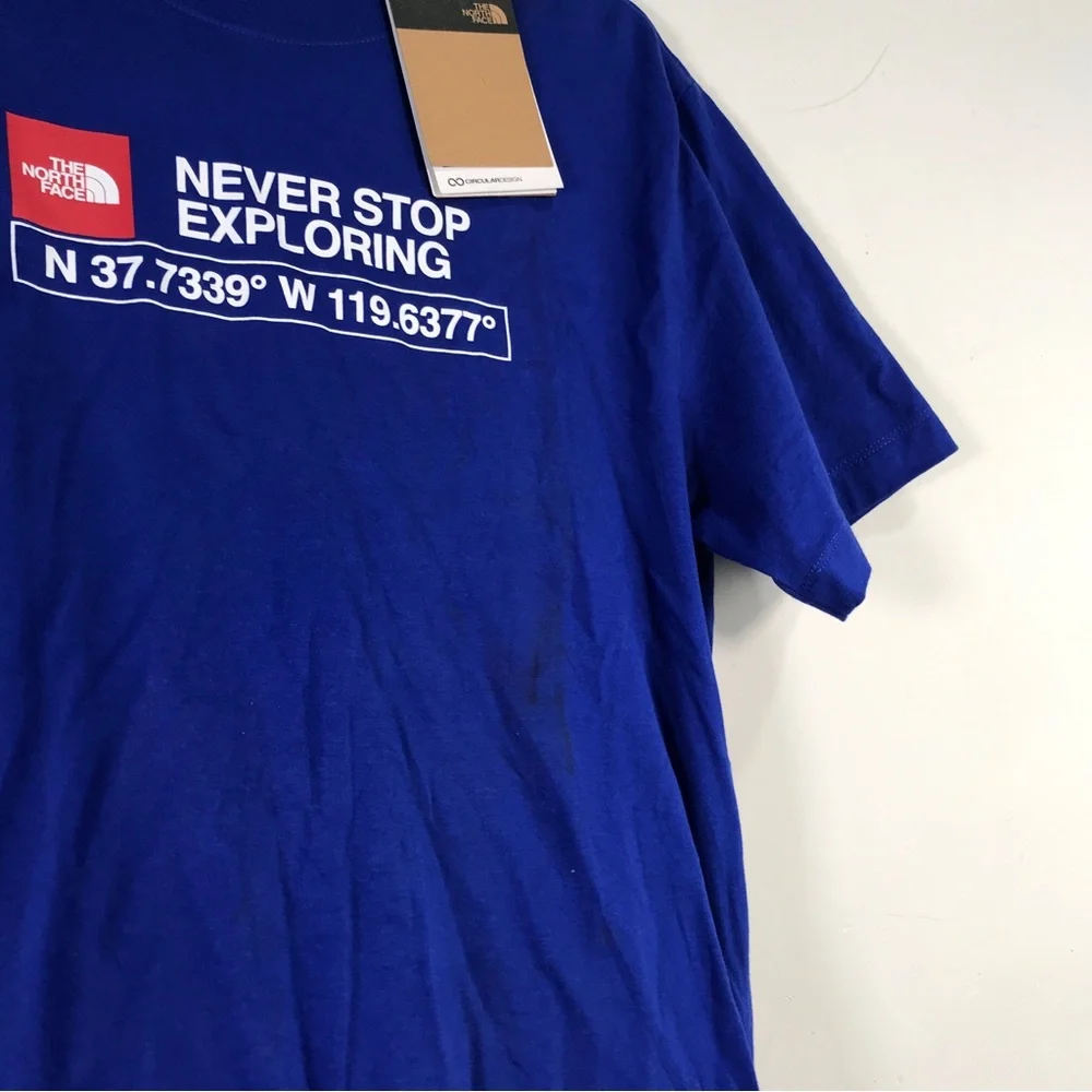 The North Face Never Stop Exploring Tee, Men's Size M - Blue/White